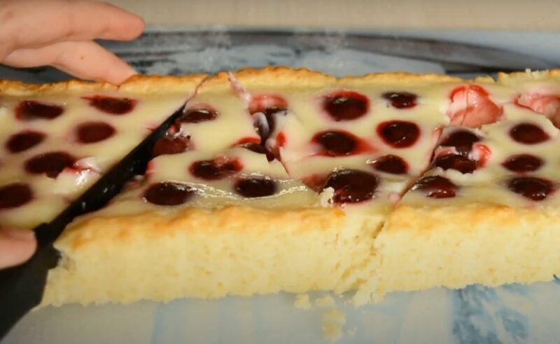 Вишнёвый тарт в сметанной заливке. Вкусный домашний рецепт